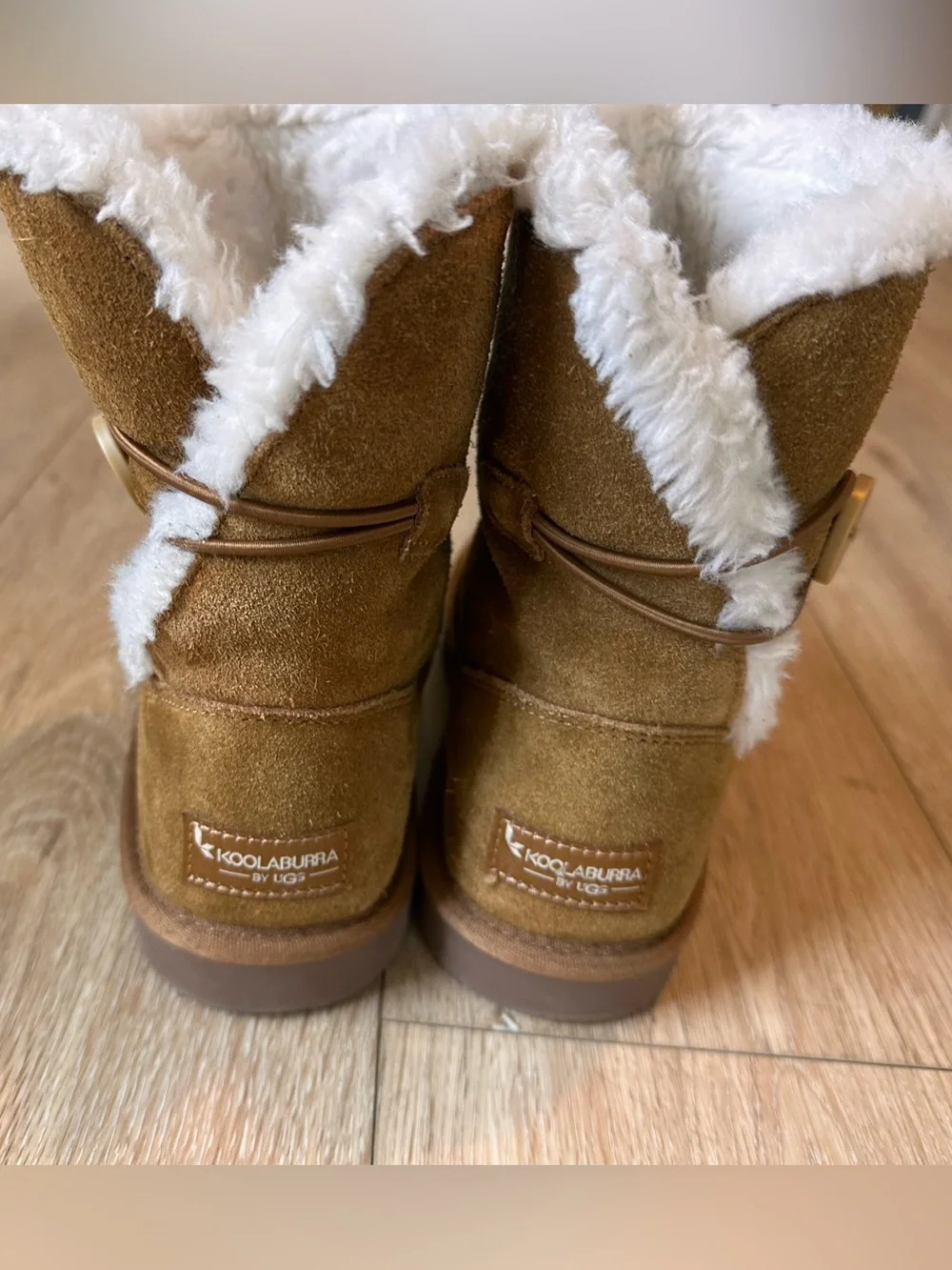 Koolaburra by Ugg Nalie Kids Button Suede Boot - Chestnut Brown UNISEX